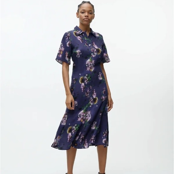 Arket Purple Floral Midi Dress - Picture 1 of 10